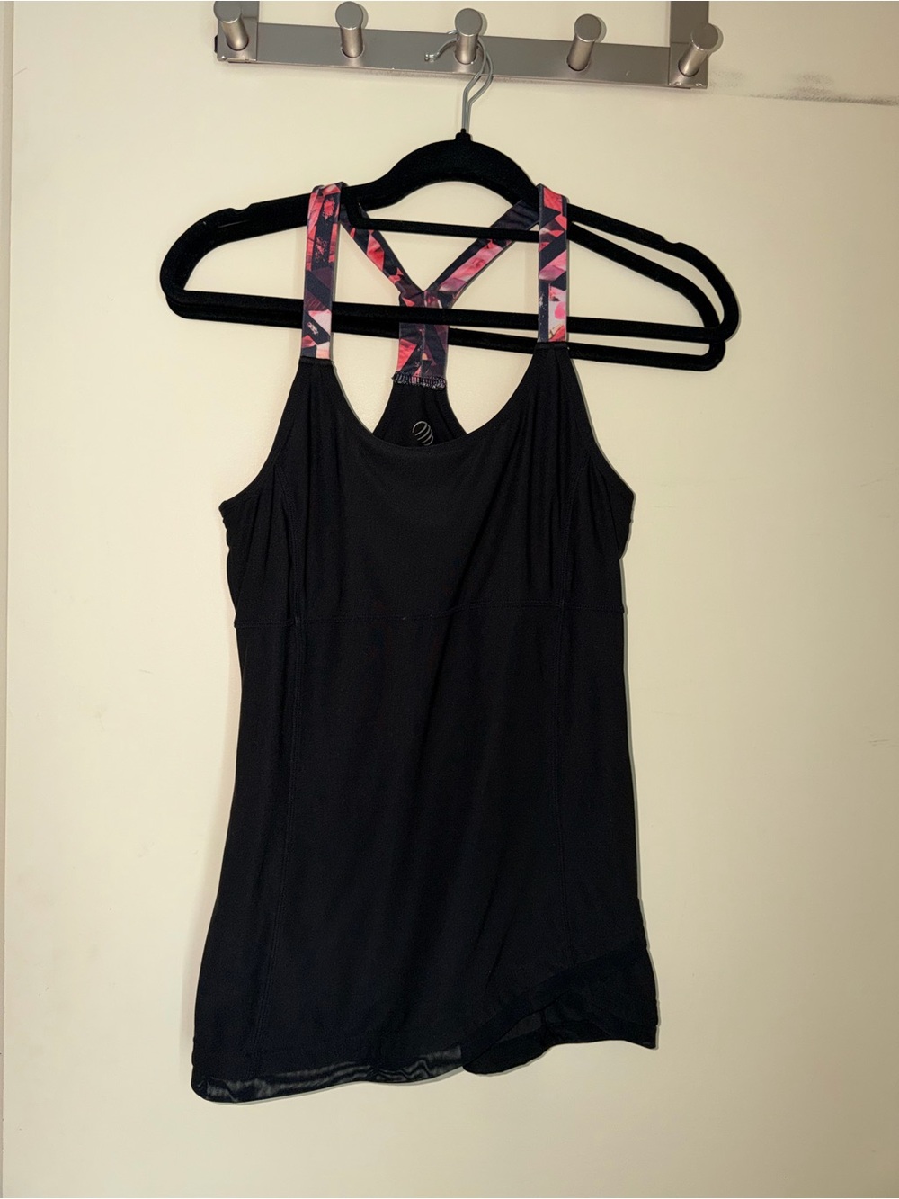 MPG Black Tank with Pink Patterned Straps